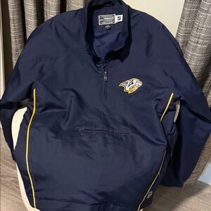 Reebok Navy Nashville Predators Jacket with Yellow Accents